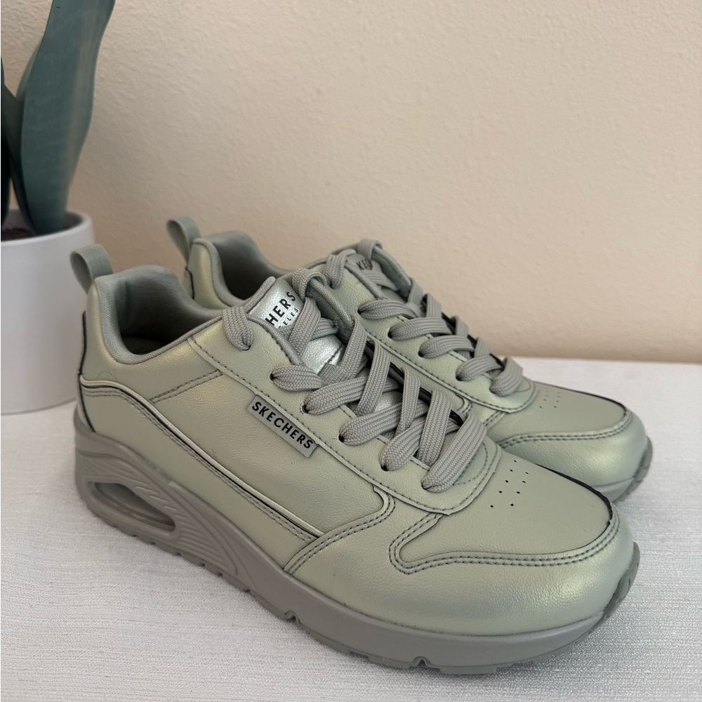 Skechers Sage Pearl Faux Leather Athletic Shoes - Picture 1 of 14